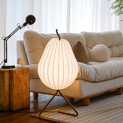 Traditional Vintage Pear Line Iron Fabric 1-Light Standing Floor Lamp For Living Room