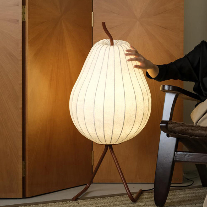 Traditional Vintage Pear Line Iron Fabric 1-Light Standing Floor Lamp For Living Room
