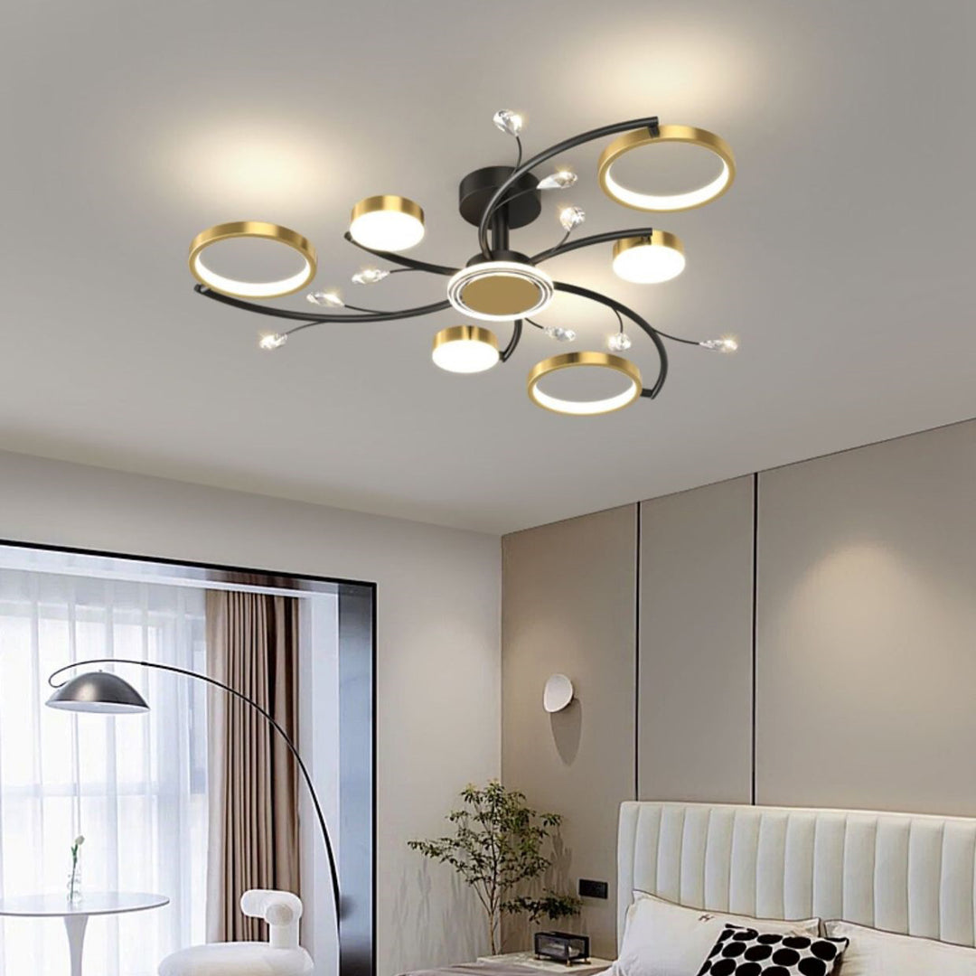 Plafonnier semi-encastré contemporain scandinave rond en fer et acrylique avec LED pour salon 