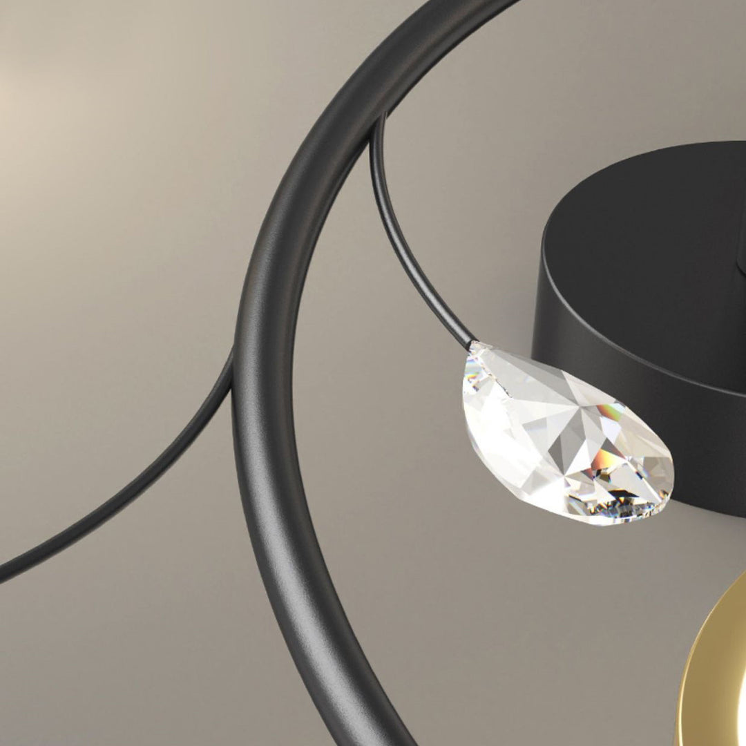Plafonnier semi-encastré contemporain scandinave rond en fer et acrylique avec LED pour salon 