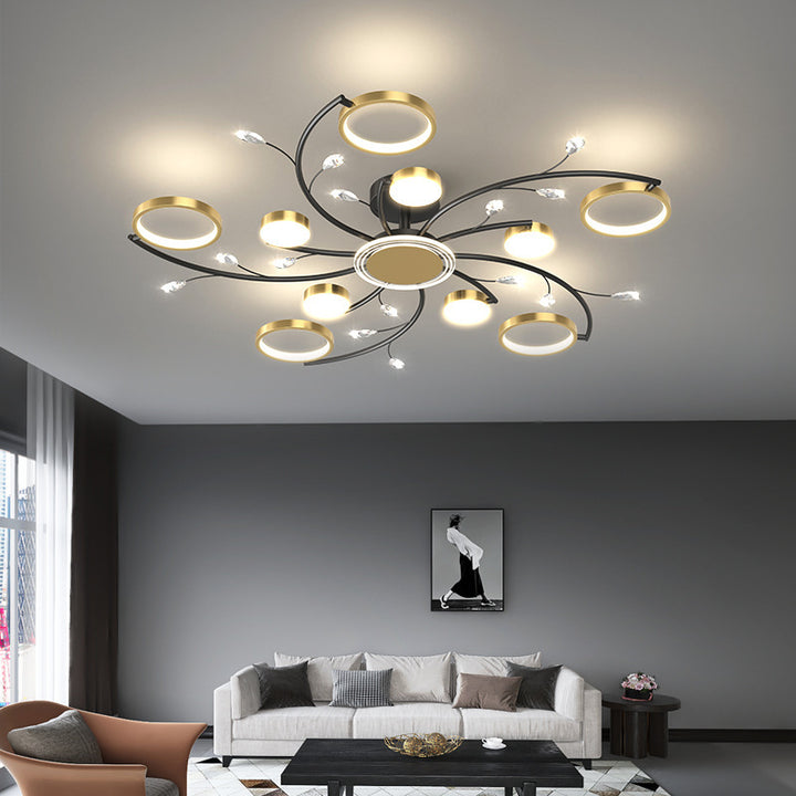 Plafonnier semi-encastré contemporain scandinave rond en fer et acrylique avec LED pour salon 