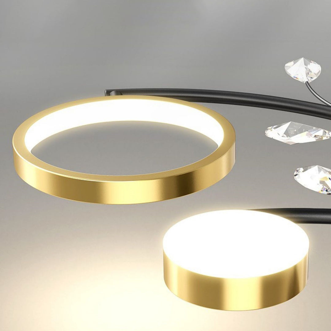 Plafonnier semi-encastré contemporain scandinave rond en fer et acrylique avec LED pour salon 