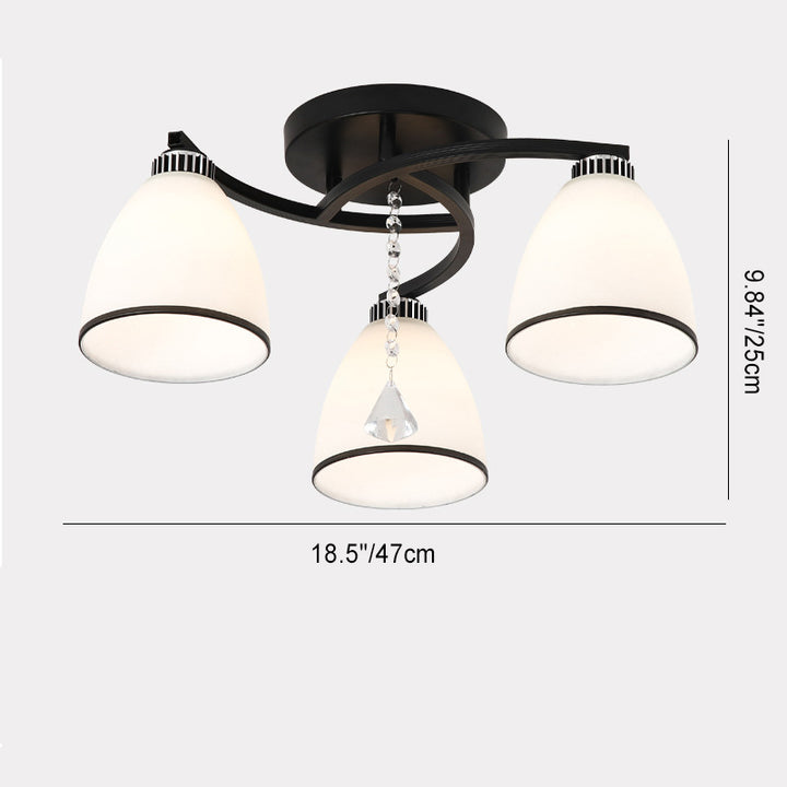 Zeitgenössische skandinavische Zweigkurve Blume Rund Flare Hardware Glas Aluminium 3/5/8 Semi-Flush-Montage Deckenleuchte für Wohnzimmer 