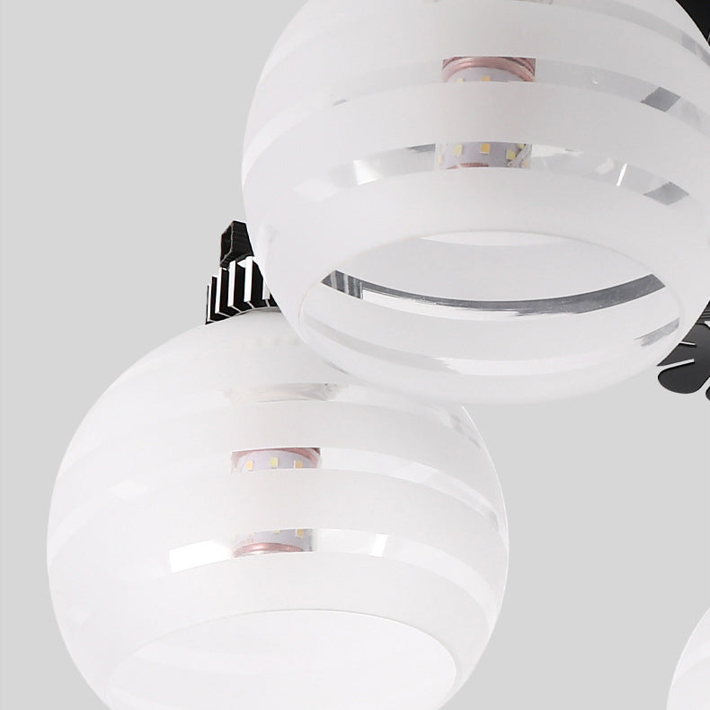 Zeitgenössische skandinavische Zweigkurve Blume Rund Flare Hardware Glas Aluminium 3/5/8 Semi-Flush-Montage Deckenleuchte für Wohnzimmer 