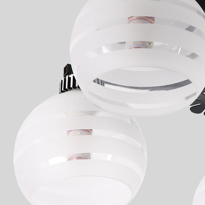 Zeitgenössische skandinavische Zweigkurve Blume Rund Flare Hardware Glas Aluminium 3/5/8 Semi-Flush-Montage Deckenleuchte für Wohnzimmer 