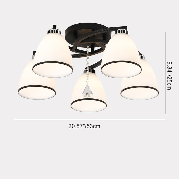 Zeitgenössische skandinavische Zweigkurve Blume Rund Flare Hardware Glas Aluminium 3/5/8 Semi-Flush-Montage Deckenleuchte für Wohnzimmer 