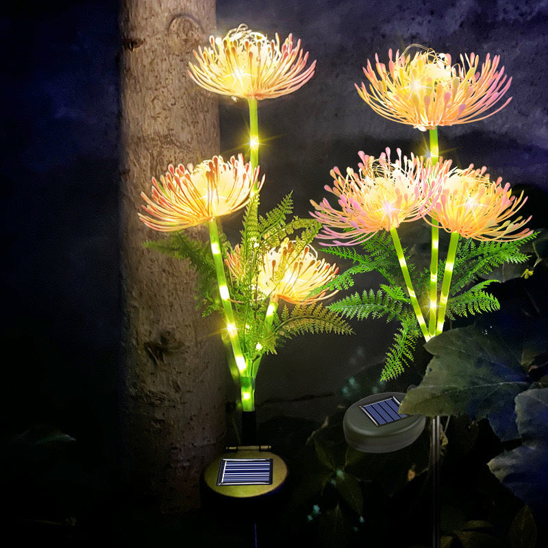 مصباح أرضي LED بتصميم حديث وبسيط مقاوم للماء مع شفرات بتلات محاكاة من الفولاذ المقاوم للصدأ وABS للطاقة الشمسية لتنسيق حدائق الحديقة 