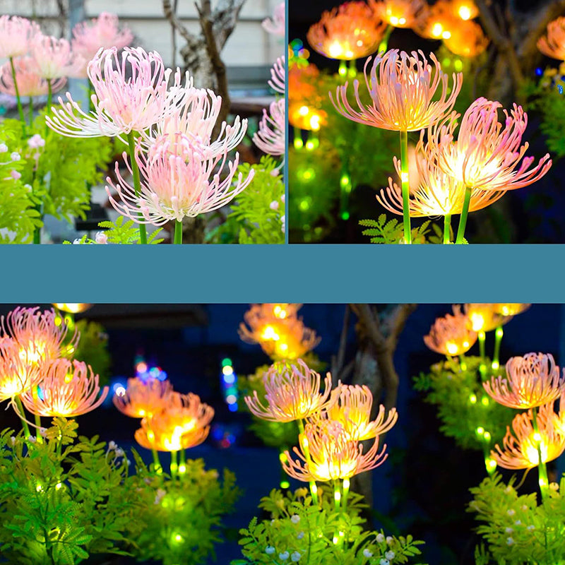 مصباح أرضي LED بتصميم حديث وبسيط مقاوم للماء مع شفرات بتلات محاكاة من الفولاذ المقاوم للصدأ وABS للطاقة الشمسية لتنسيق حدائق الحديقة 