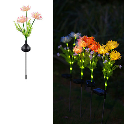 مصباح أرضي LED بتصميم حديث وبسيط مقاوم للماء مع شفرات بتلات محاكاة من الفولاذ المقاوم للصدأ وABS للطاقة الشمسية لتنسيق حدائق الحديقة 