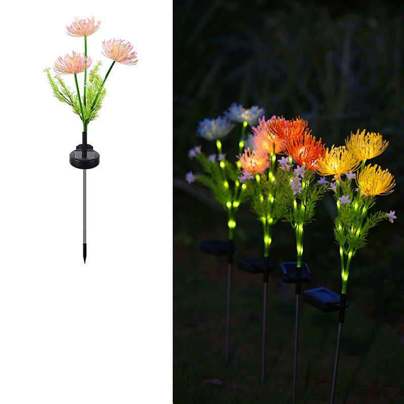 مصباح أرضي LED بتصميم حديث وبسيط مقاوم للماء مع شفرات بتلات محاكاة من الفولاذ المقاوم للصدأ وABS للطاقة الشمسية لتنسيق حدائق الحديقة 