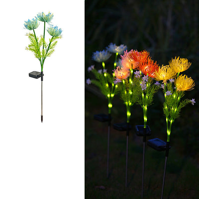 مصباح أرضي LED بتصميم حديث وبسيط مقاوم للماء مع شفرات بتلات محاكاة من الفولاذ المقاوم للصدأ وABS للطاقة الشمسية لتنسيق حدائق الحديقة 