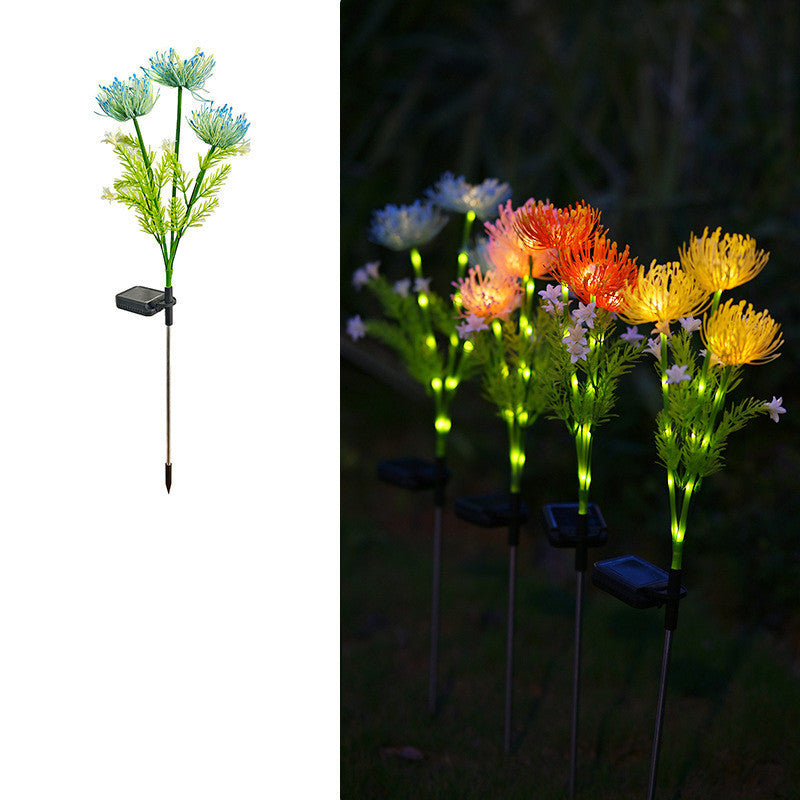 مصباح أرضي LED بتصميم حديث وبسيط مقاوم للماء مع شفرات بتلات محاكاة من الفولاذ المقاوم للصدأ وABS للطاقة الشمسية لتنسيق حدائق الحديقة 