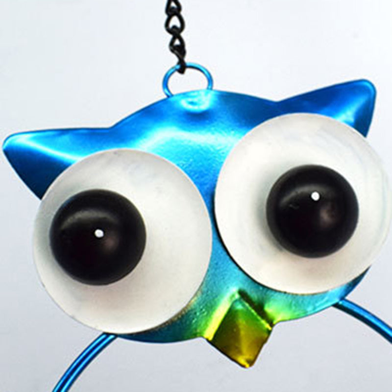 Carillon éolien solaire étanche créatif contemporain avec hibou en fer et verre LED pour éclairage paysager extérieur pour patio extérieur 