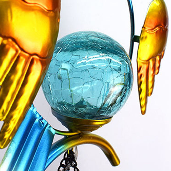 Contemporary Creative Solar Waterproof Owl Wind Chime Iron Glass LED Outdoor Landscape Light For Outdoor Patio