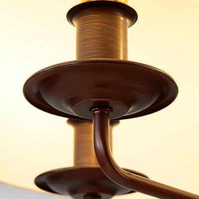Traditional Vintage Round Table Pleated Branch Iron Fabric 4-Light Chandelier For Living Room