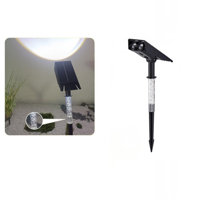 Lumière de Paysage à LED en Plastique Cylindrique Rectangulaire Solaire Étanche Minimaliste Moderne avec Fiche de Sol pour Patio Extérieur 