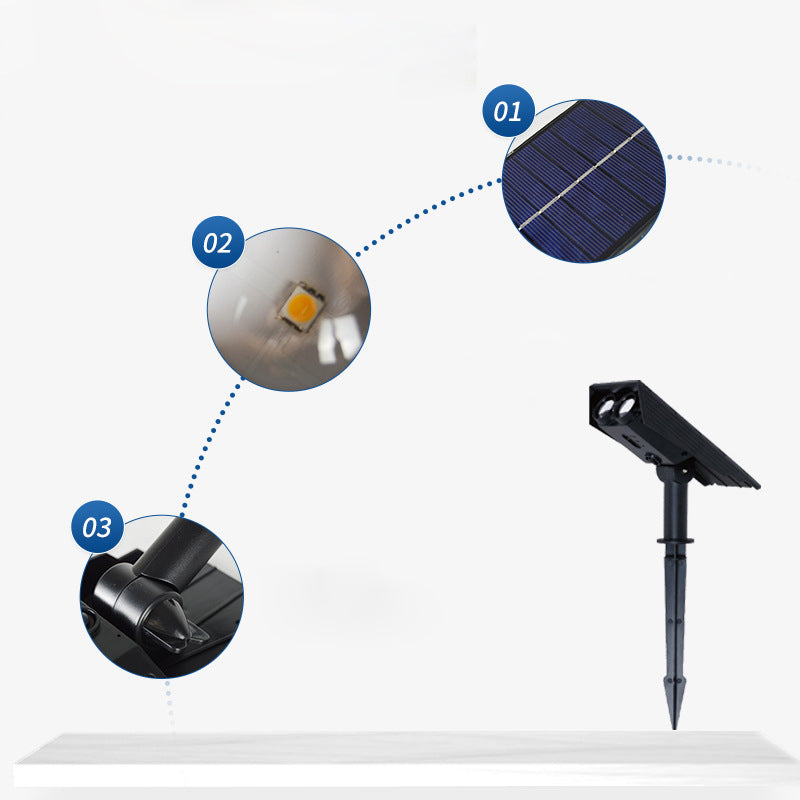 Lumière de Paysage à LED en Plastique Cylindrique Rectangulaire Solaire Étanche Minimaliste Moderne avec Fiche de Sol pour Patio Extérieur 