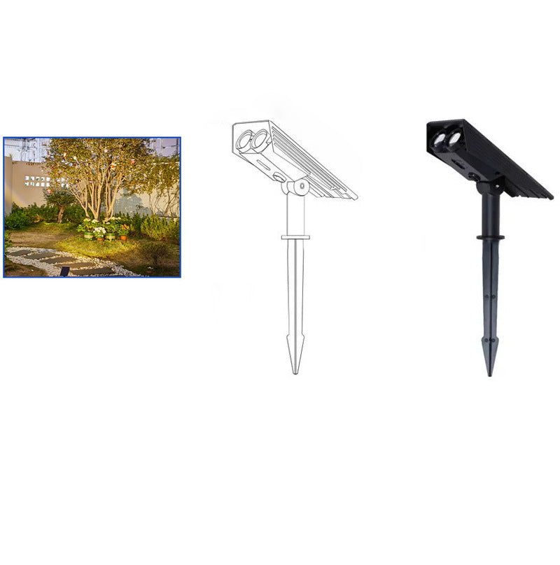 Lumière de Paysage à LED en Plastique Cylindrique Rectangulaire Solaire Étanche Minimaliste Moderne avec Fiche de Sol pour Patio Extérieur 