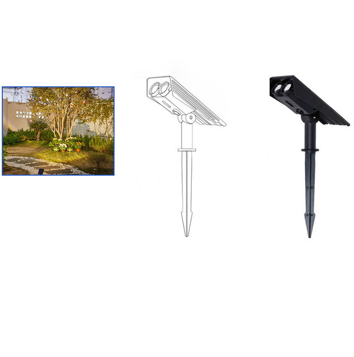 Lumière de Paysage à LED en Plastique Cylindrique Rectangulaire Solaire Étanche Minimaliste Moderne avec Fiche de Sol pour Patio Extérieur 