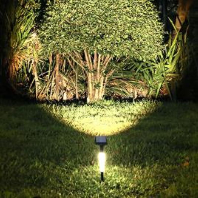 Lumière de Paysage à LED en Plastique Cylindrique Rectangulaire Solaire Étanche Minimaliste Moderne avec Fiche de Sol pour Patio Extérieur 