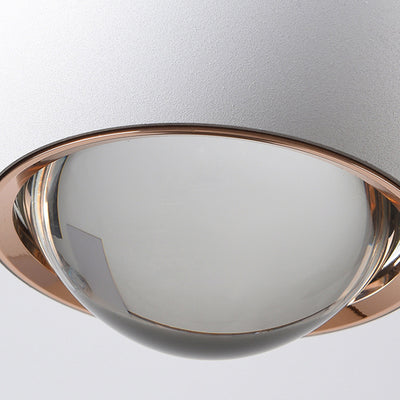 Modern Minimalist Sphere Semicircle Liftable Aluminum Glass LED Pendant Light For Bedroom