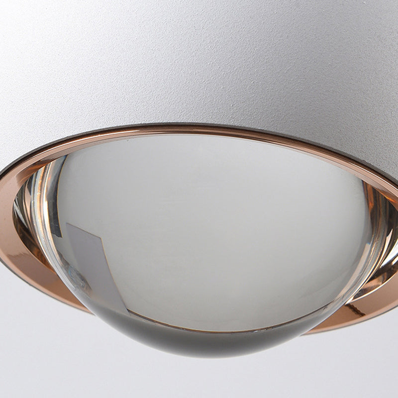Modern Minimalist Sphere Semicircle Liftable Aluminum Glass LED Pendant Light For Bedroom