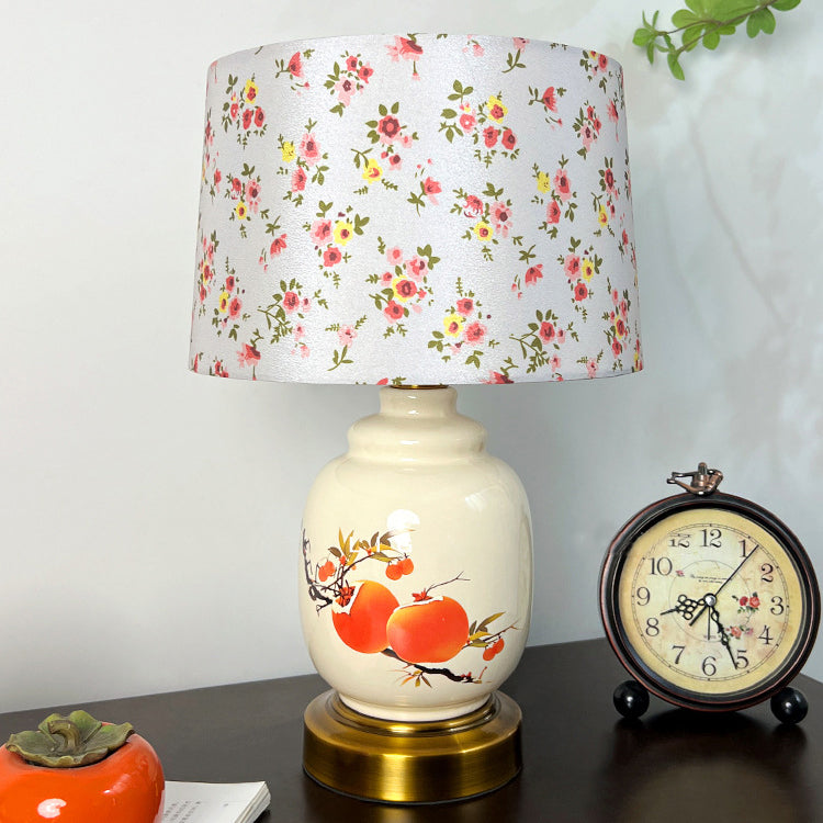 Lampe de table 1 lumière en tissu métallique en céramique avec branche d&