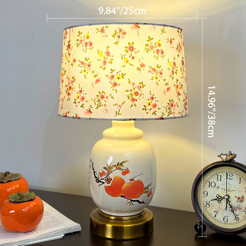 Lampe de table 1 lumière en tissu métallique en céramique avec branche d&