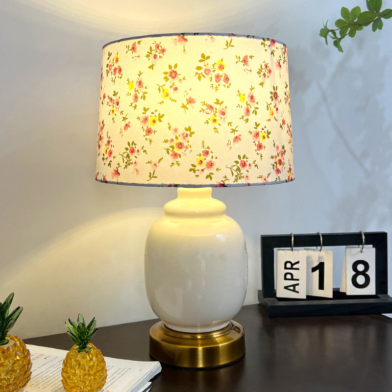 Lampe de table 1 lumière en tissu métallique en céramique avec branche d&