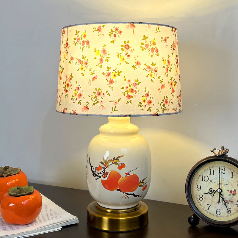 Lampe de table 1 lumière en tissu métallique en céramique avec branche d&