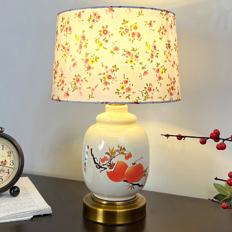 Lampe de table 1 lumière en tissu métallique en céramique avec branche d&