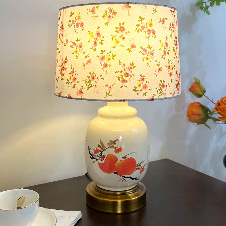 Lampe de table 1 lumière en tissu métallique en céramique avec branche d&