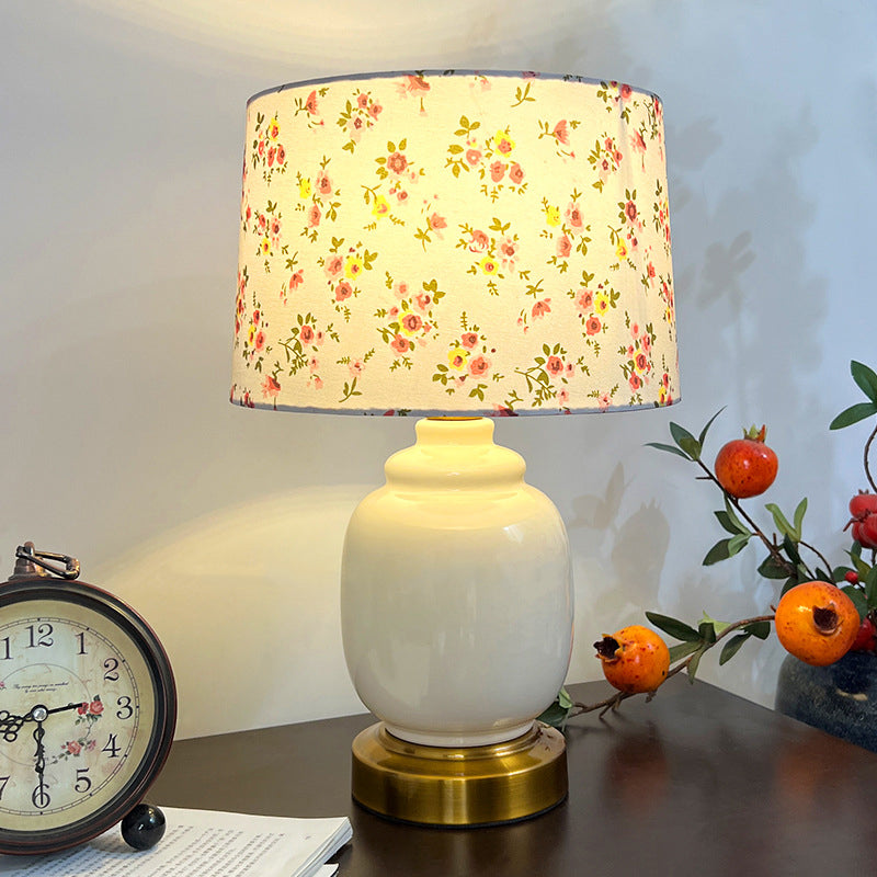 Lampe de table 1 lumière en tissu métallique en céramique avec branche d&