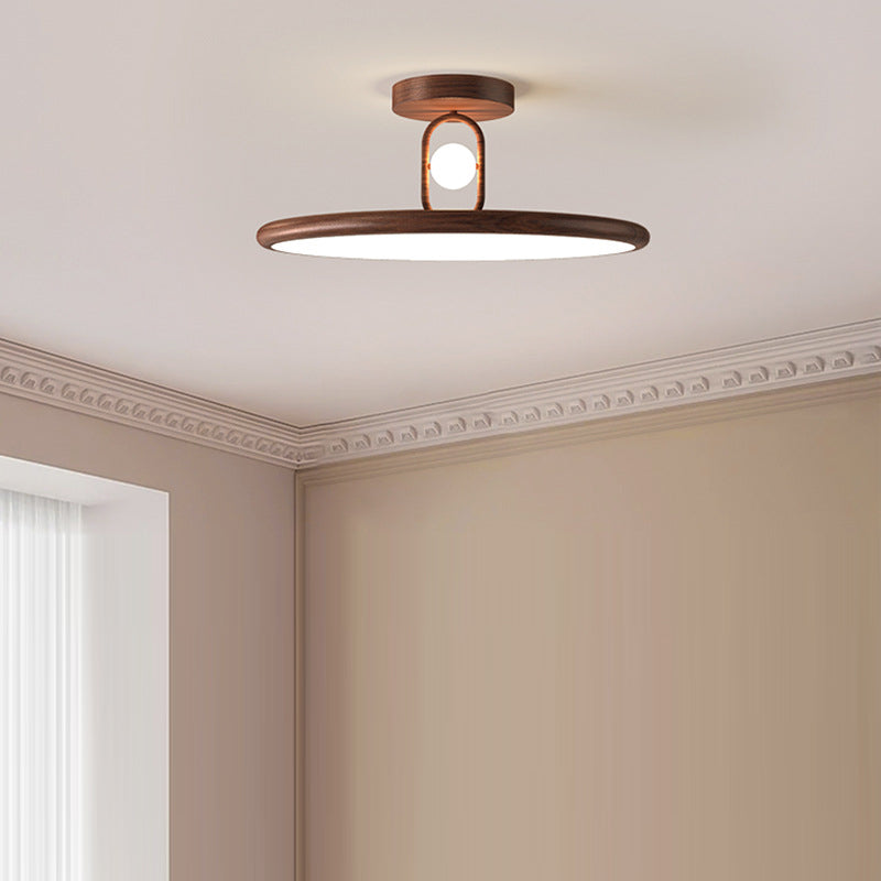 Lumière de plafond semi-encastrée LED en fer PVC ovale ronde traditionnelle chinoise pour salon 