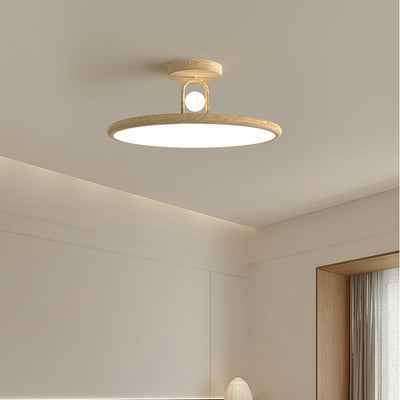 Lumière de plafond semi-encastrée LED en fer PVC ovale ronde traditionnelle chinoise pour salon 