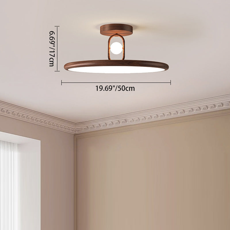 Lumière de plafond semi-encastrée LED en fer PVC ovale ronde traditionnelle chinoise pour salon 