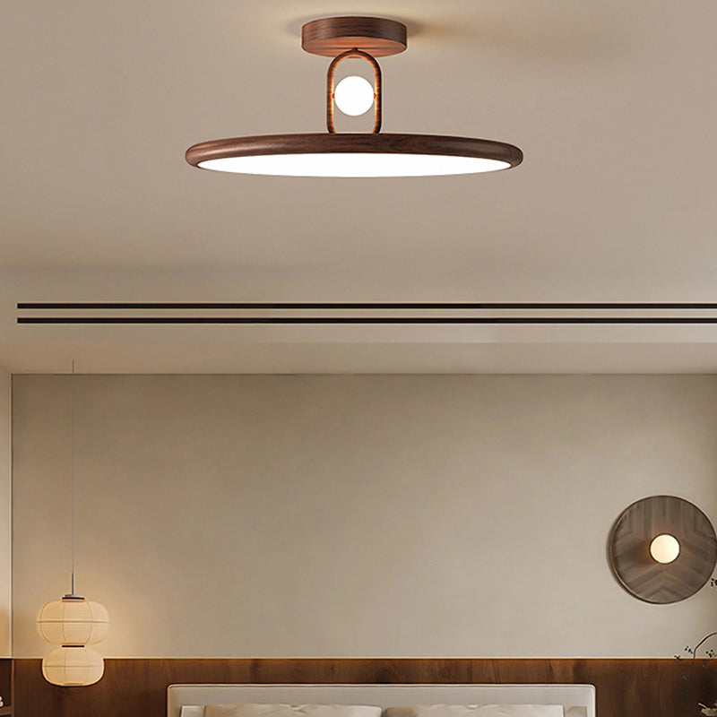 Lumière de plafond semi-encastrée LED en fer PVC ovale ronde traditionnelle chinoise pour salon 