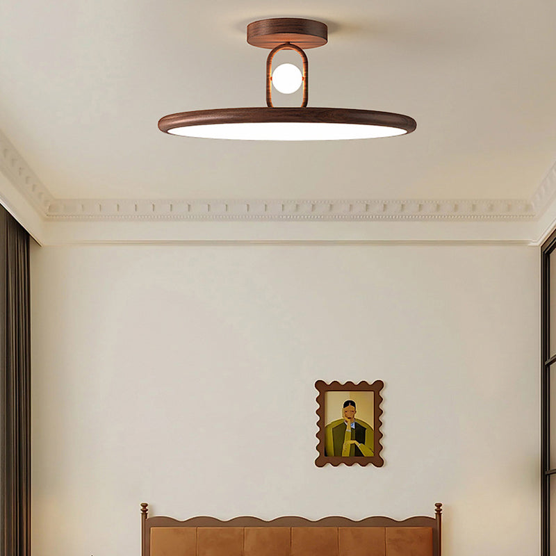 Lumière de plafond semi-encastrée LED en fer PVC ovale ronde traditionnelle chinoise pour salon 