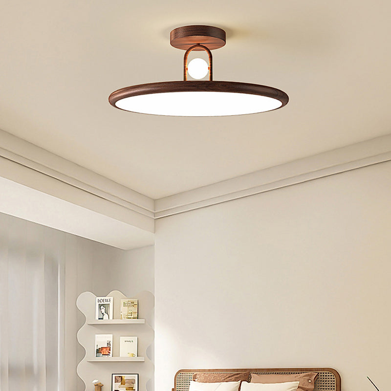 Lumière de plafond semi-encastrée LED en fer PVC ovale ronde traditionnelle chinoise pour salon 