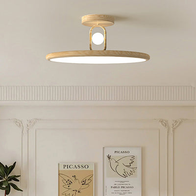 Lumière de plafond semi-encastrée LED en fer PVC ovale ronde traditionnelle chinoise pour salon 