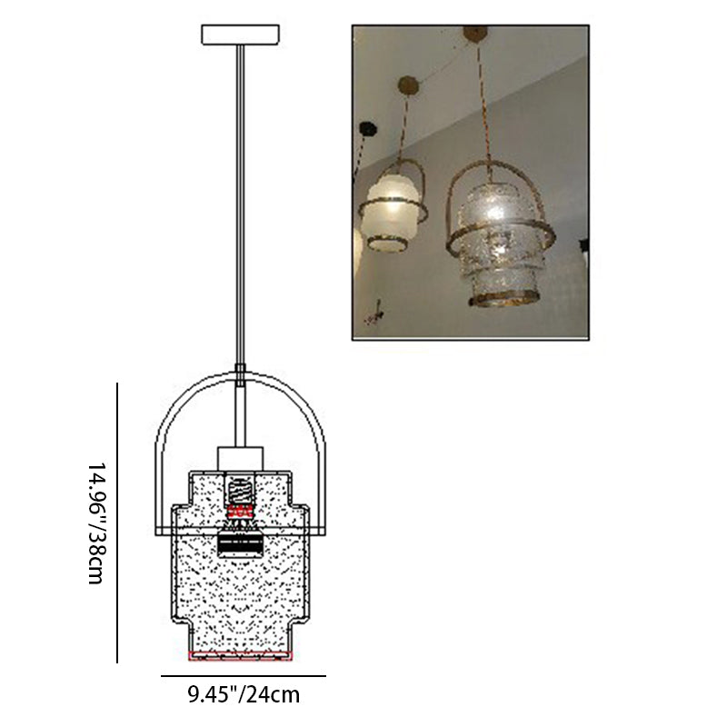 Modern Luxury Cylinder Arc Iron Glass 1-Light Pendant Light For Living Room
