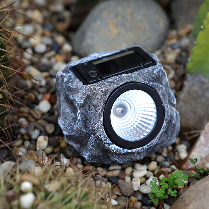Contemporary Creative Solar Waterproof Faux Stone Round Resin Plastic LED Outdoor Landscape Light For Garden