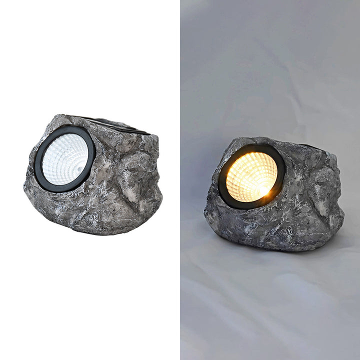Contemporary Creative Solar Waterproof Faux Stone Round Resin Plastic LED Outdoor Landscape Light For Garden