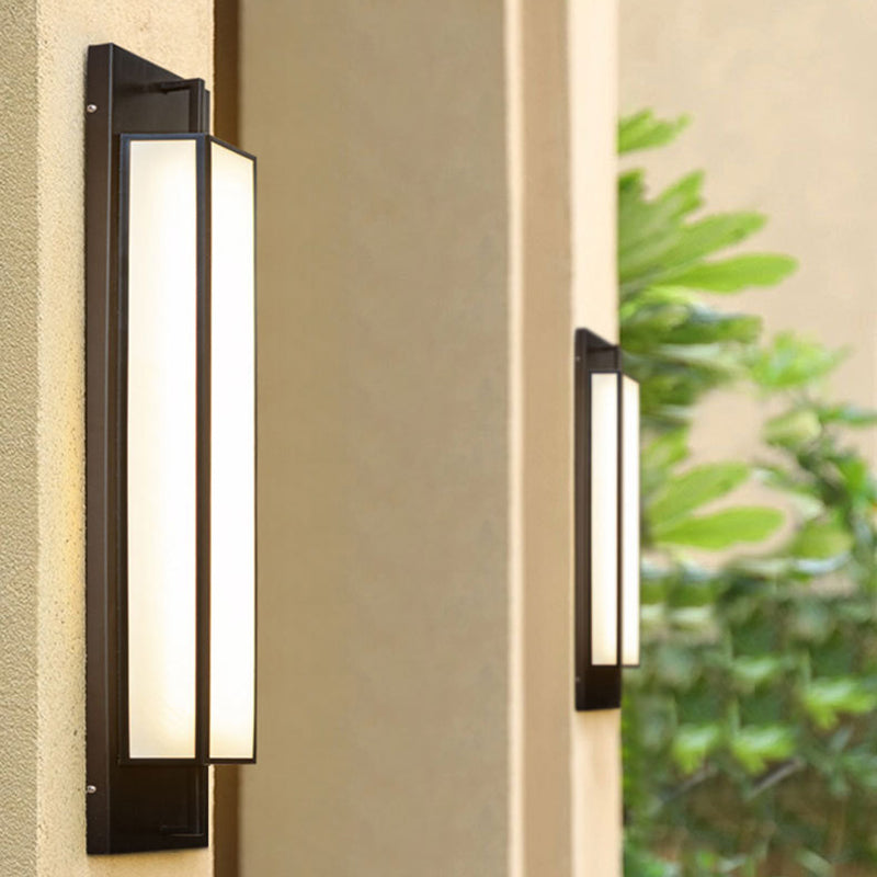 Lampe murale moderne de luxe rectangulaire en acier inoxydable étanche en faux dolomite avec LED pour jardin 