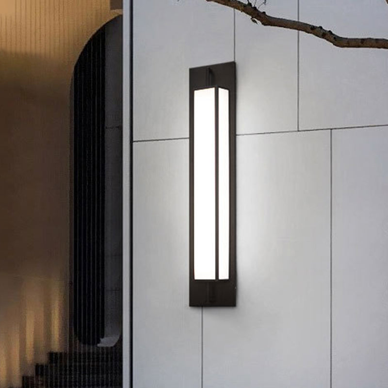 Lampe murale moderne de luxe rectangulaire en acier inoxydable étanche en faux dolomite avec LED pour jardin 