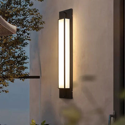 Lampe murale moderne de luxe rectangulaire en acier inoxydable étanche en faux dolomite avec LED pour jardin 