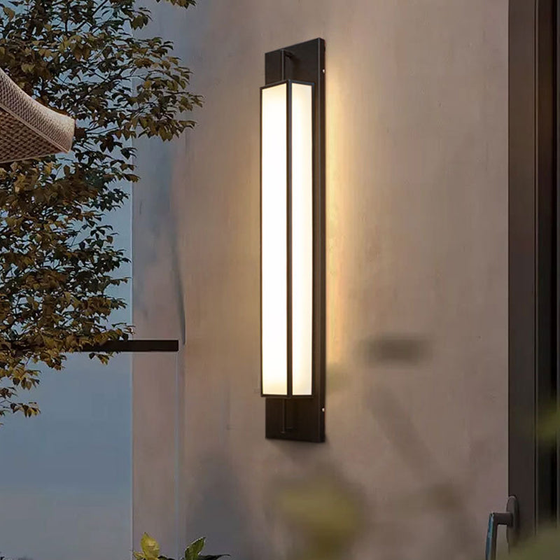 Lampe murale moderne de luxe rectangulaire en acier inoxydable étanche en faux dolomite avec LED pour jardin 