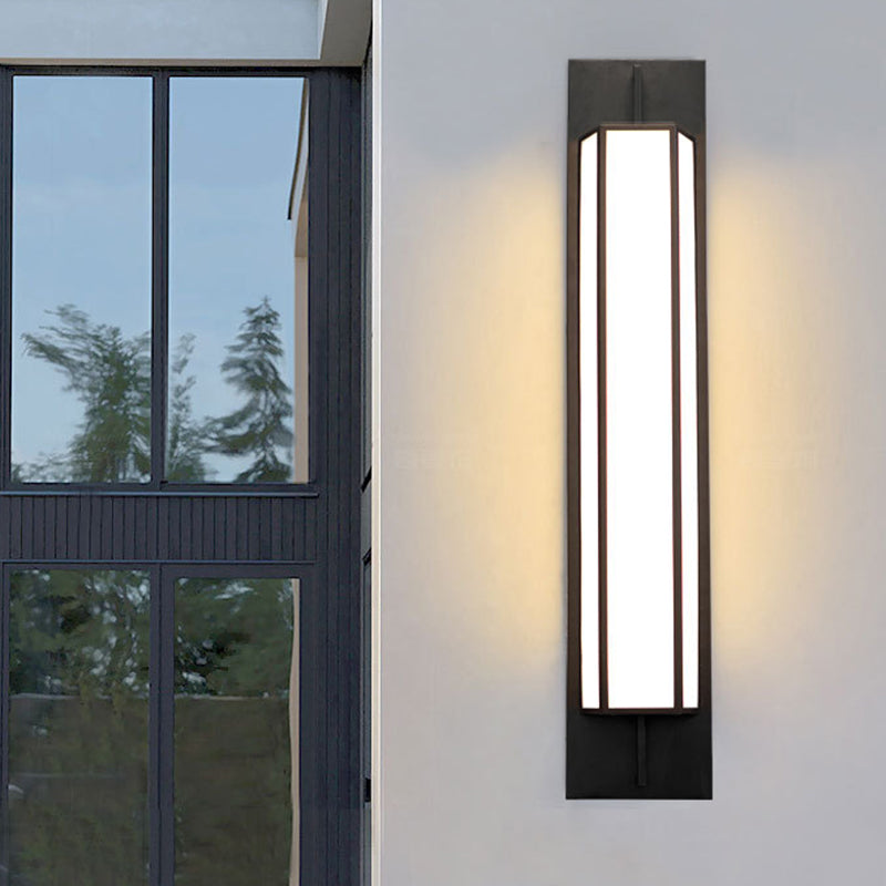 Lampe murale moderne de luxe rectangulaire en acier inoxydable étanche en faux dolomite avec LED pour jardin 
