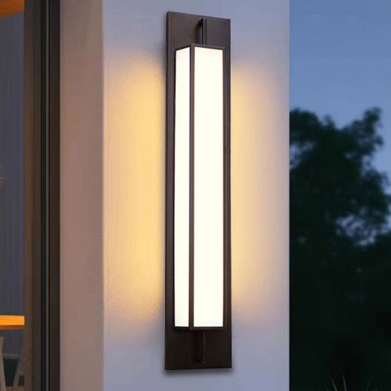 Lampe murale moderne de luxe rectangulaire en acier inoxydable étanche en faux dolomite avec LED pour jardin 