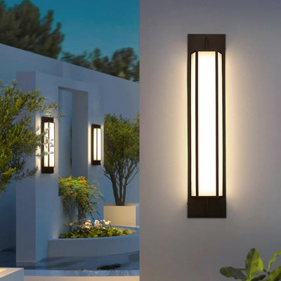 Lampe murale moderne de luxe rectangulaire en acier inoxydable étanche en faux dolomite avec LED pour jardin 
